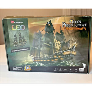 CubicFun LED Queen Anne’s Revenge Pirate Ship 3D Puzzle Model Blackbeard